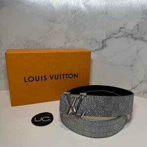 Louis Vuitton LV Pyramide Glitter Silver Belt. Size 85.